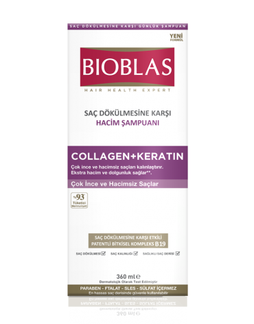 BIOBLAS  COLLAGEN + KERATIN Σαμπουάν ( Αντι-τριχόπτωση Πολύ λεπτά μαλλιά) 375 ml