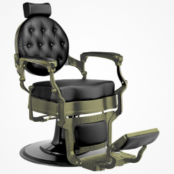 Επαγγελματική Vintage Καρέκλα Κουρείου Μαύρη και Λαδί Ματ