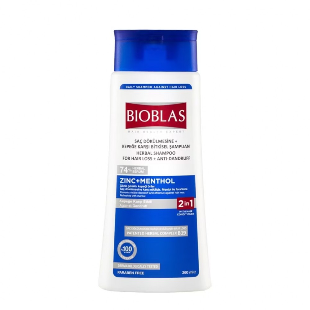 BIOBLAS ZINC MENTOL Σαμπουάν (Αντι-τριχόπτωση & πιτυρίδα Μαλλιά πιτυρίδας Αnti-Dandruff ) 375 ml